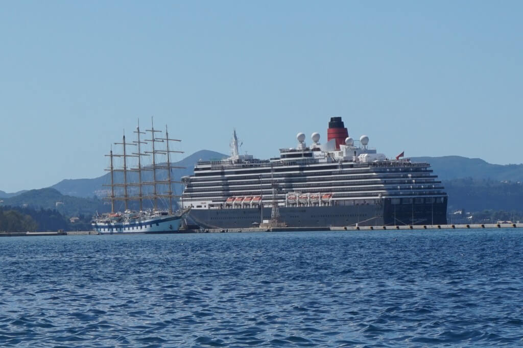 Cunard Queen Victoria in the Old Port, Corfu Town