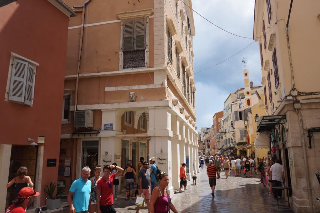 Narrow cobbled streets in Corfu Town